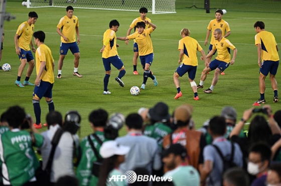 독일전 대비 공식 훈련 중인 일본 축구대표팀 선수들. /AFPBBNews=뉴스1