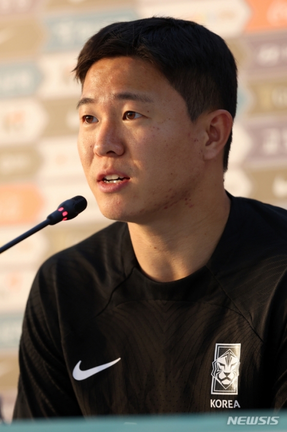 대한민국 축구대표팀 권창훈이 26일(현지시간) 오후 카타르 도하 알 에글라 트레이닝센터에서 인터뷰를 진행하고 있다. /사진=뉴시스