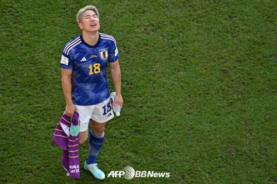 일본 축구대표팀 아사노 다쿠마가 코스타리카전 패배 후 아쉬워하고 있다. /AFPBBNews=뉴스1
