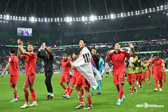 기뻐하는 대한민국 축구대표팀. /사진=AFPBBNews=뉴스1