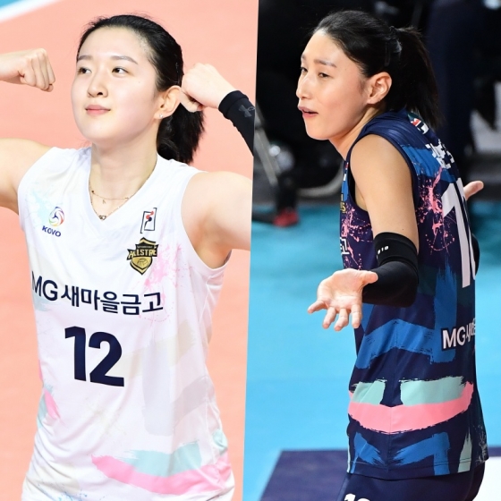 김연경(오른쪽)과 이다현./사진=한국배구연맹