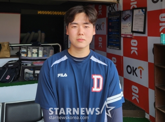 20일 KT와 시범경기를 앞두고 만난 두산 좌투수 최승용. /사진=안호근 기자