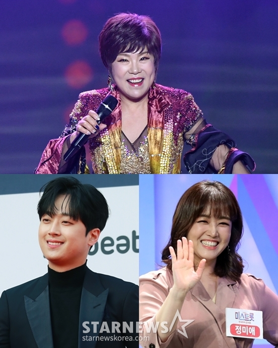 김연자, 이찬원, 정미애./사진=KBS(김연자 사진), 이동훈 기자 photoguy@, 임성균 기자 tjdrbs23@