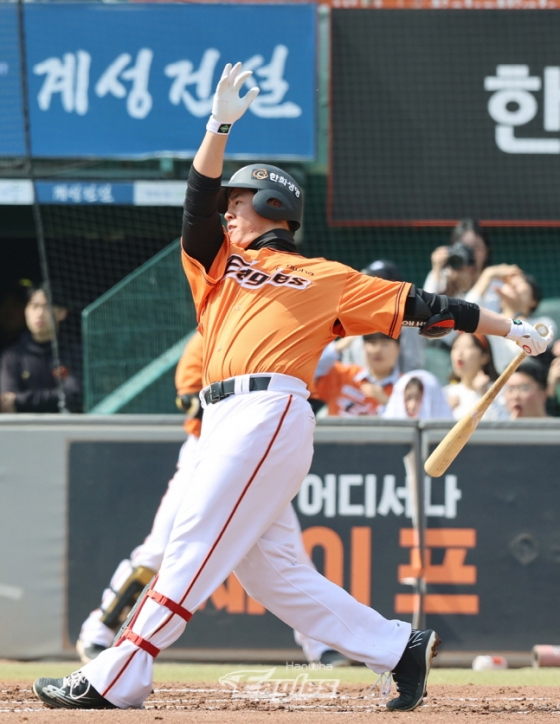 시범경기 홈런 공동 1위에 오른 노시환. /사진=한화 이글스