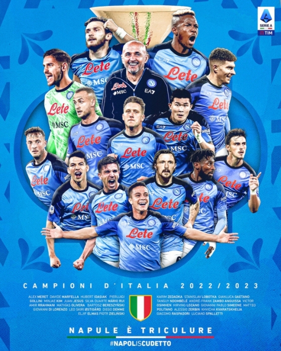 나폴리의 이탈리아 세리에A 우승을 알리는 기념사진. /사진=세리에A 공식 SNS