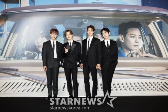 그룹 샤이니가 22일 오후 온라인 생중계로 진행된 정규 7집 ‘Don’t Call Me’(돈트 콜 미) 발매기념 기자간담회에 앞서 포즈를 취하고 있다. /사진제공=SM엔터테인먼트 /사진=이동훈 기자 photoguy@