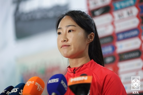인터뷰하는 이영주. /사진=대한축구협회 제공