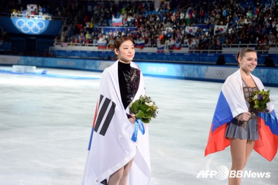 2014년 소치 올림픽 당시 김연아(왼쪽)와 소트니코바./AFPBBNews=뉴스1