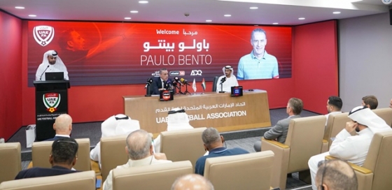 아랍에미리트 축구협회가 파울루 벤투 감독의 선임을 발표하는 모습. /사진=아랍에미리트 항공사 홈페이지