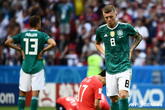 2018 러시아 월드컵 조별리그 탈락에 좌절하는 독일 선수들. /AFPBBNews=뉴스1