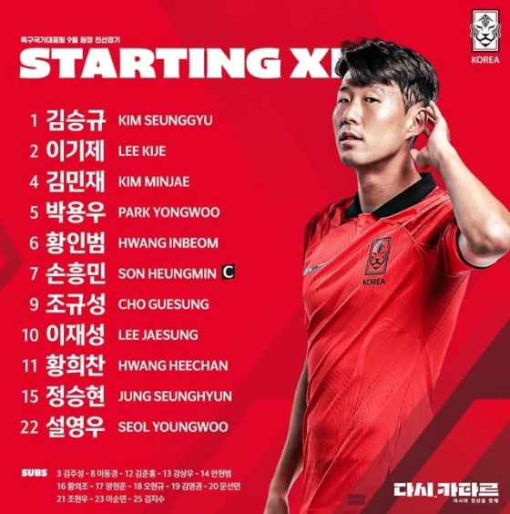 대한민국 선발 명단. /사진=대한축구협회 제공