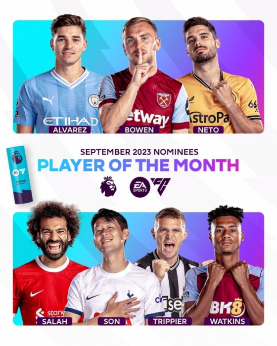 9월 EPL 이달의 선수상 후보 7인. /사진=EPL 공식 SNS