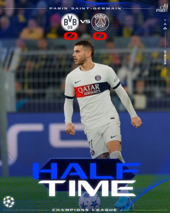 PSG-도르트문트 전반 결과. /사진=PSG 공식 SNS