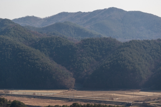 회룡대에서 바라본 '사랑의산(하트산)'_촬영 채지형