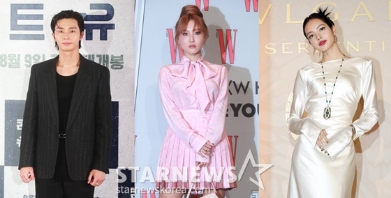 박서준(왼쪽부터), 화사, 블랙핑크 리사/사진=스타뉴스