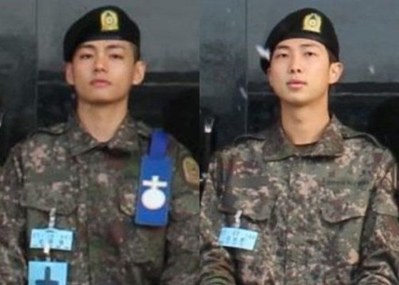 방탄소년단 뷔(왼쪽), RM /사진=육군훈련소 공식 홈페이지
