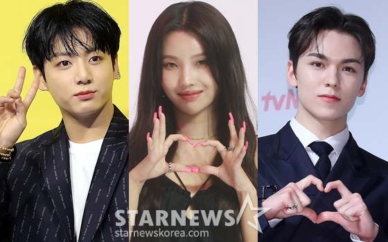 방탄소년단 정국, (여자)아이들 소연, 세븐틴 버논(왼쪽부터) /사진=스타뉴스
