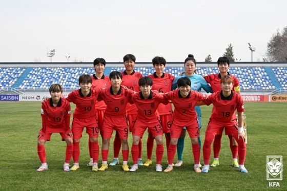 6일 대만과 아시안컵 조별리그 2차전에 선발로 나선 여자 U-20 대표팀 선수들.   /사진=대한축구협회 
