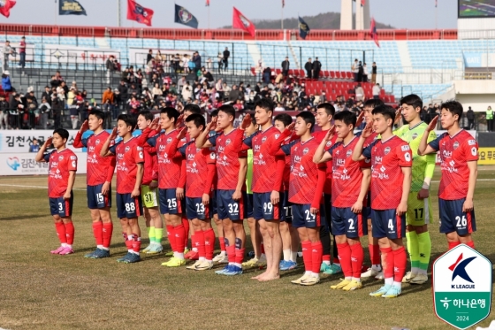 김천 상무 선수들. /사진=한국프로축구연맹