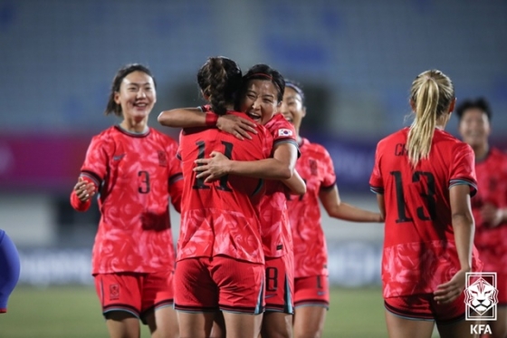 기뻐하는 한국 선수단. /사진=대한축구협회 제공