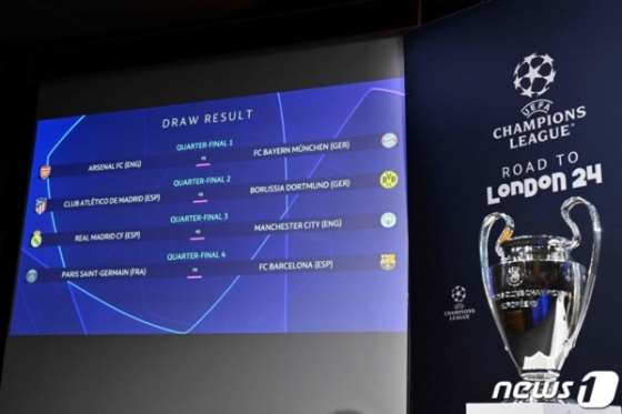 2023~2024 유럽축구연맹(UEFA) 챔피언스리그 8강 대진. /AFP=뉴스1