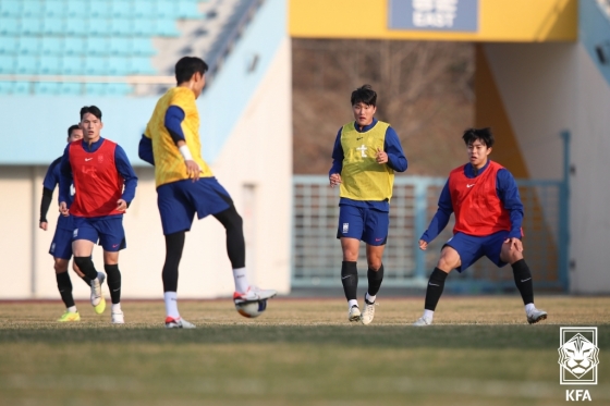 U-23 한국 축구대표팀의 훈련 모습. /사진=대한축구협회