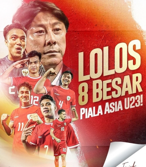 8강 진출을 이뤄낸 인도네시아. /사진=인도네시아 축구협회 SNS