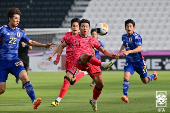 정상빈(가운데). /사진=대한축구협회