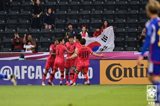 기뻐하는 한국 선수들. /사진=대한축구협회