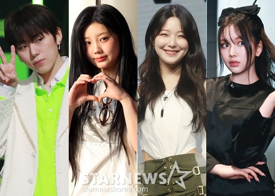 지코(왼쪽부터), 아일릿 원희, 프로미스나인 백지헌, 뉴진스 혜인/사진=스타뉴스