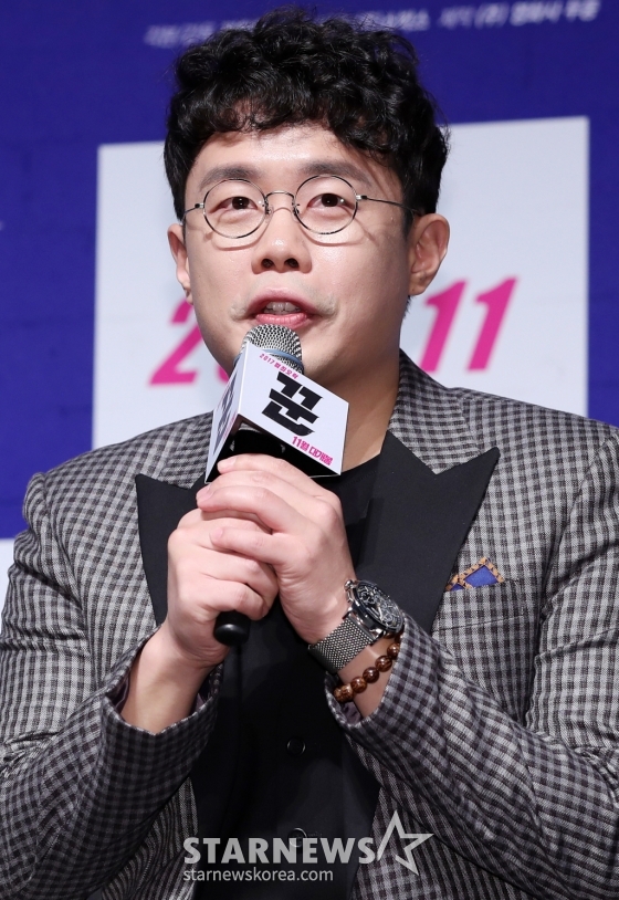 배우 안세하가 11일 오전 서울 강남구 압구정 CGV에서 진행된 영화 &#039;꾼(감독 장창원)&#039; 제작보고회에 참석해 질의응답을 하고 있다. /사진=김휘선 기자 hwijpg@