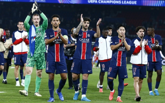 2024~2025시즌 유럽축구연맹(UEFA) 챔피언스리그(UCL) 1라운드 지로나와 경기 후 승리를 축하하는 PSG 선수들. 오른쪽 세 번째 이강인. /사진=파리 생제르망(PSG) 공식 사회관계망서비스(SNS)