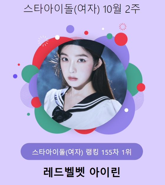 아이린 1위/사진=스타뉴스 스타랭킹