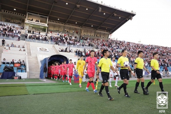 요르단 원정 당시 한국 축구대표팀. /사진=대한축구협회 제공