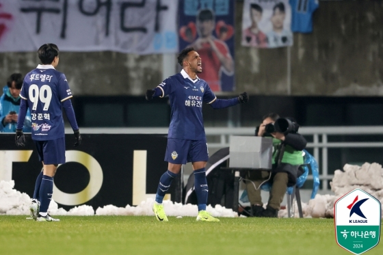 포효하는 주닝요. /사진=한국프로축구연맹 제공