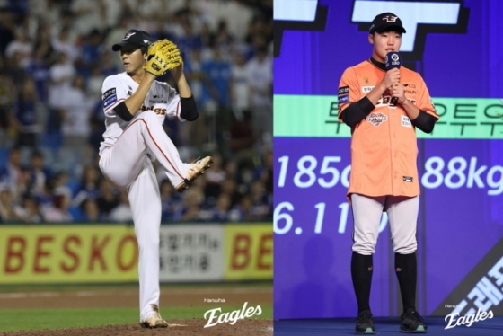 한화 황준서(왼쪽)와 정우주. /사진=한화 이글스 제공