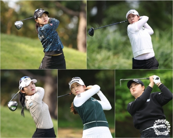 KLPGA 올 시즌 공동 다승왕 박현경(왼쪽 위부터 시계방향으로), 박지영, 마다솜, 배소현, 이예원. /사진=KLPGA 제공