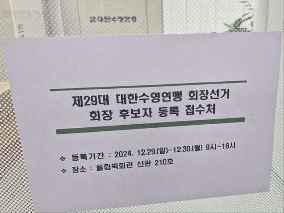 대한수영연맹 제29대 회장 선거 후보 등록 안내문. /사진=대한수영연맹 제공