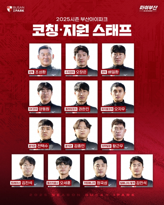 2025시즌 부산 아이파크 코칭 스태프. /사진=부산 아이파크 제공
