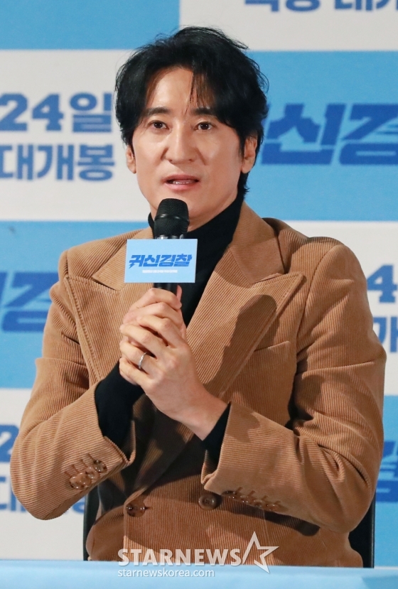 배우 신현준이 13일 오후 서울 CGV용산아이파크몰에서 진행된 영화 &#039;귀신경찰&#039;(감독 김영준) 언론배급시사회 및 기자간담회에 참석해 질문에 답하고 있다. /2025.01.13 /사진=이동훈 photoguy@