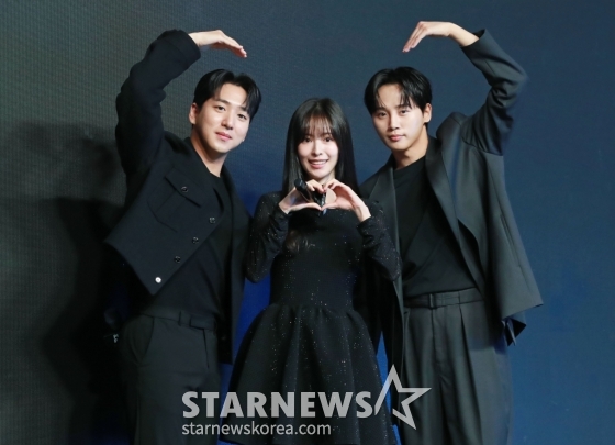 배우 차선우, 지우, 송병근이 14일 오전 서울 강남구 GB성암아트홀에서 진행된 숏폼 콘텐츠 펄스픽 미디어데이에 참석해 포즈를 취하고 있다. /2025.01.14 /사진=이동훈 photoguy@