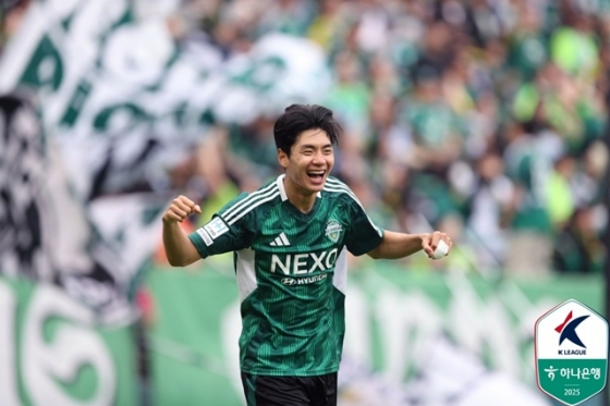 기뻐하는 전북현대공격수 전진우. /사진=한국프로축구연맹 제공 