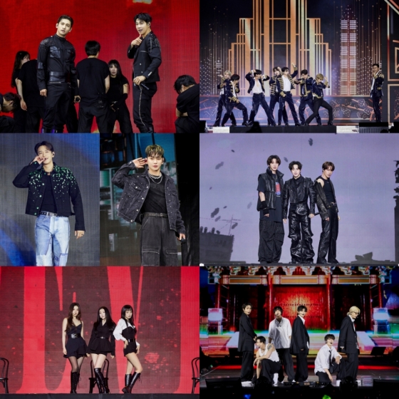 SMTOWN LIVE 2025 멕시코시티, LA 공연 무대 이미지 01 (좌측 상단부터 동방신기, 슈퍼주니어, 샤이니, 엑소, 레드벨벳, NCT 127)/사진제공=에스엠엔터테인먼트