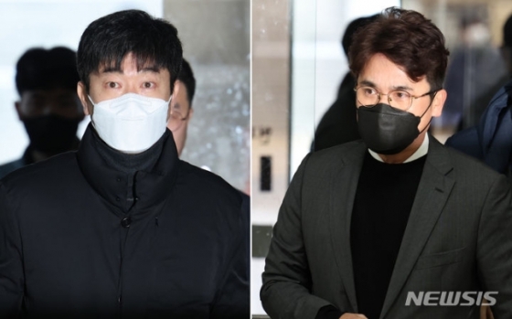 장정석 전 KIA 단장(왼쪽)과 김종국 전 KIA 감독. /사진=뉴시스 제공