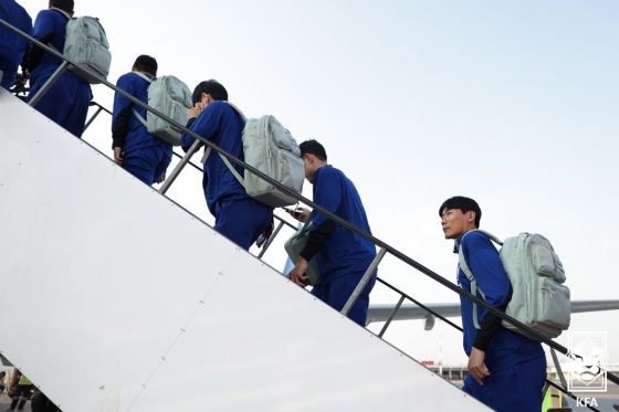 지난해 11월 전세기를 타고 중동 원정길에 올랐던 축구대표팀. /사진=대한축구협회 제공