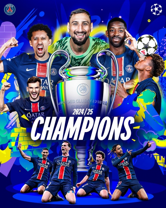 파리 생제르망 우승 기념 포스터. /사진=유럽축구연맹(UEFA) 공식 사회관계망서비스(SNS)