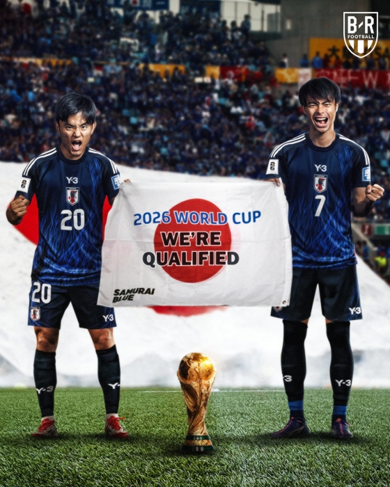 지난 3월 일찌감치 2026 국제축구연맹(FIFA) 북중미 월드컵 본선 진출을 확정한 일본 축구대표팀. /사진=B/R 풋볼 SNS 캡처