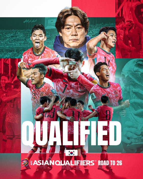 2026 국제축구연맹(FIFA) 북중미 월드컵 아시아 3차예선을 통과하고 월드컵 본선 진출을 확정한 대한민국 축구대표팀. /사진=AFC SNS 캡처