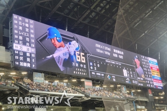 가로 86m, 세로 16m의 에스콘필드 전광판. /사진=필자 제공
