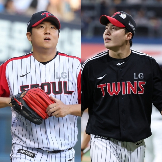 LG 송승기(왼쪽)와 임찬규. /사진=LG 트윈스 제공